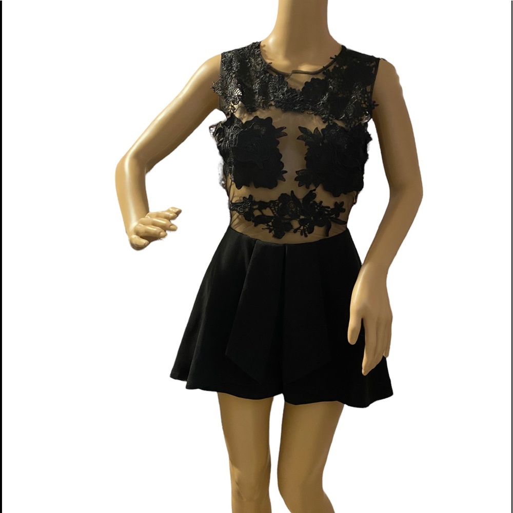 Black Lace and Mesh Romper, size Small